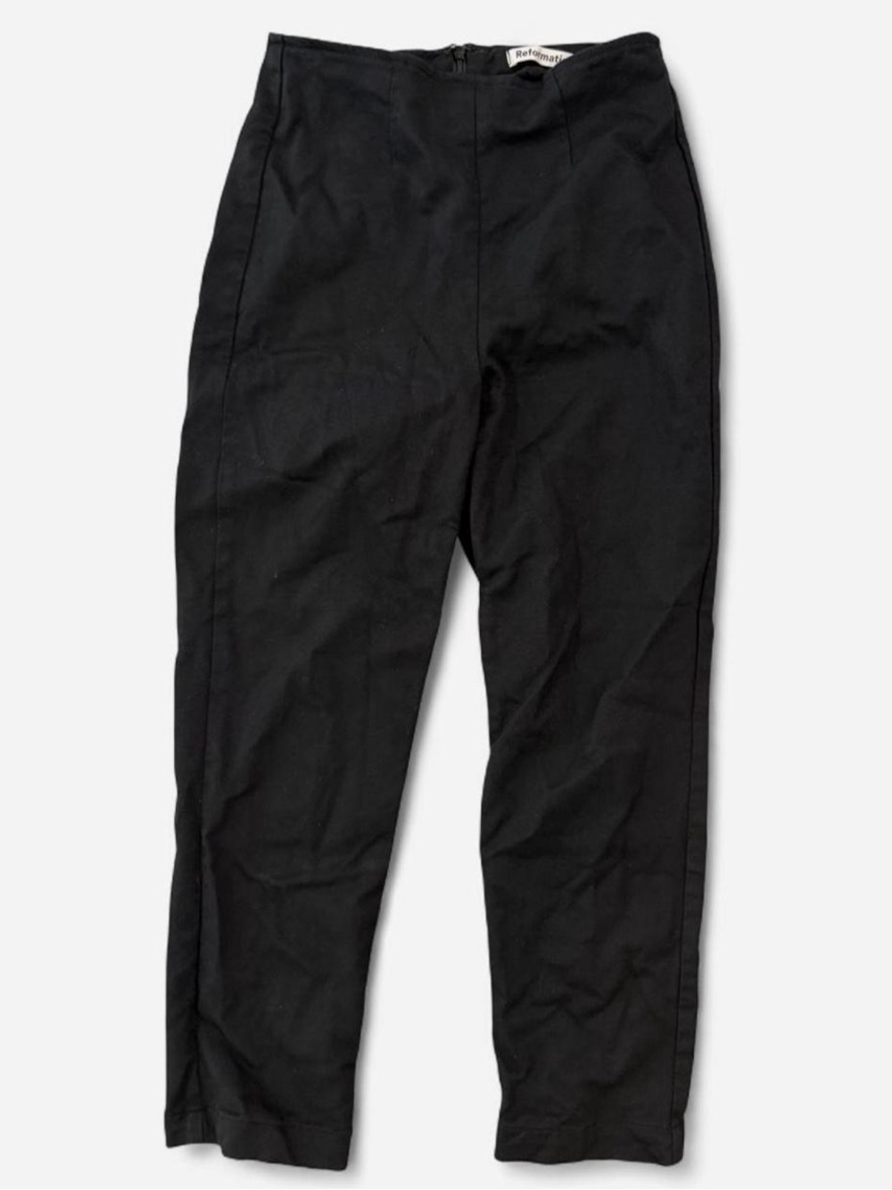 Reformation Black High-Rise Tapered Trousers with Back Zip